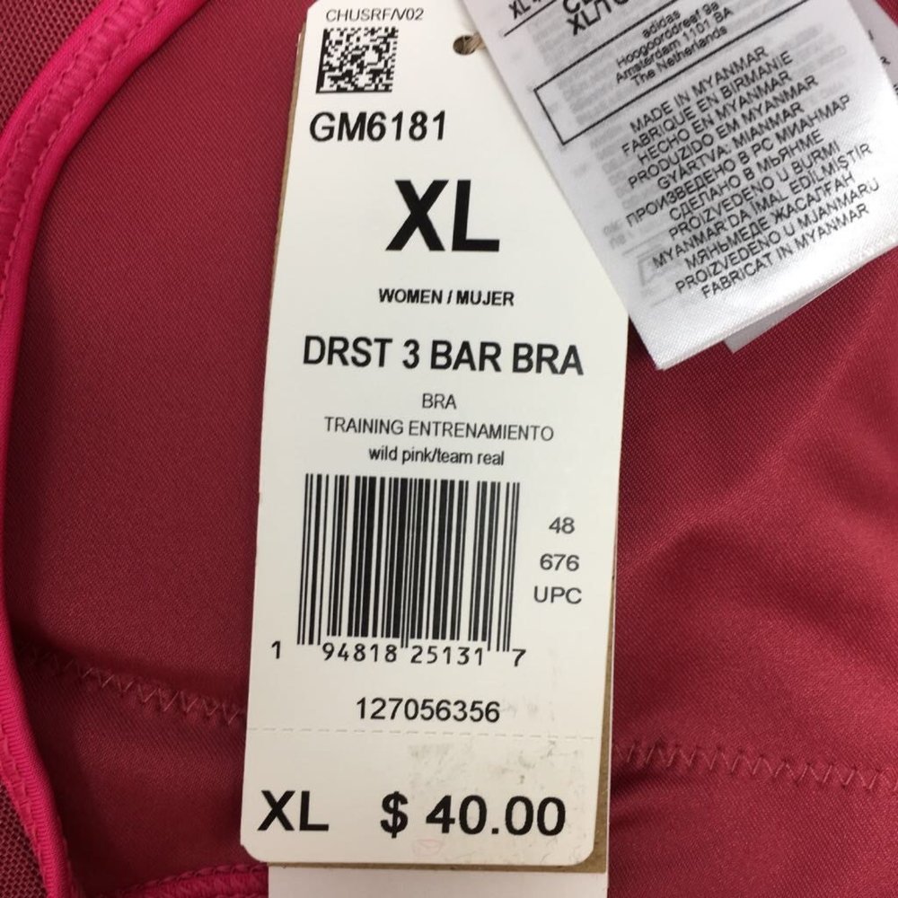 Adidas Womens Don't Rest Activewear Sports Bra Pink Stretch Racerback XL New - Picture 6 of 7